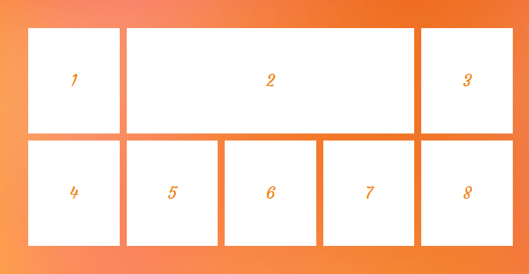 The grid item spans 3 columns using the grid-column-end property.